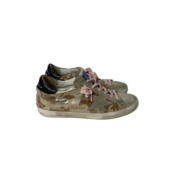 Golden Goose 'Superstar' Beige Leather Camouflage Sneakers Size 7 - Picture 2 of 6